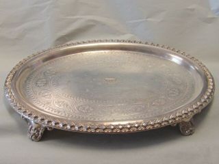 1860 Birmingham England Sterling Silver Serving Tray Full Touch Marks 26.  6 Oz 2