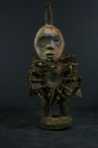 Afican Nkisi Nail Fetish Figure - Bacongo - D.  R.  Congo Tribal Art Primive