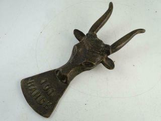 Antique Cast Iron Boot Jack 101 Ranch Bull Cow 1800s Vintage Primitive