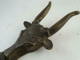 Antique Cast Iron Boot Jack 101 Ranch Bull Cow 1800s Vintage Primitive 3