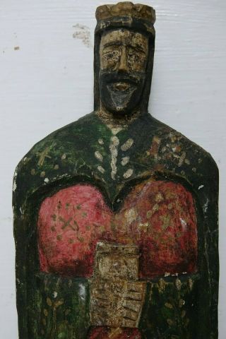 Very Interesting Old Folk Art Religious ? Carved Wooden Figure - Very Rare L@@k