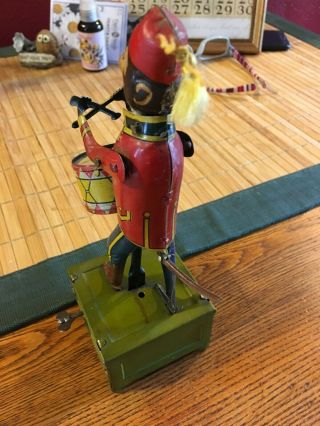 VERY RARE ANTIQUE TIN MONKEY DRUMMER WIND - UP TOY,  DISTLER TOYS,  GERMAN MADE 5