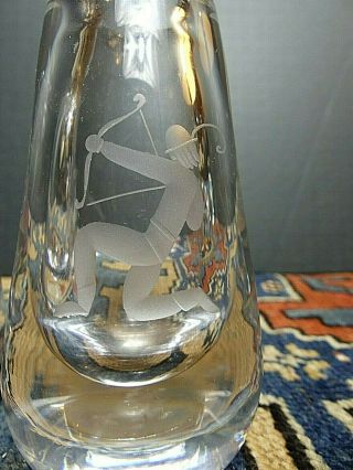 Fabulous Art Deco SALIR Clear Glass Etched Artemis & Siren Vases Signed/Numbered 3
