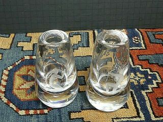 Fabulous Art Deco SALIR Clear Glass Etched Artemis & Siren Vases Signed/Numbered 4