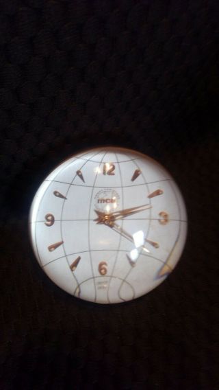 Rare Vtg Swiss Imhof Lucite Crystal Ball Clock 15jewel Winding Movement