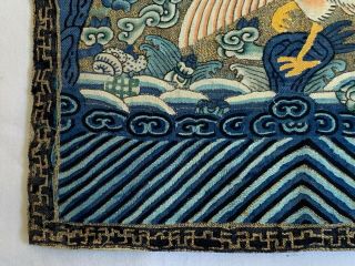 Antique Chinese Embroidered Silk Rank Badge Blue Qing Dynasty 6
