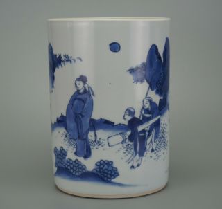 A Large Size Chinese Blue And White Porcelain Vase Brush Pot