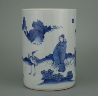 A Large Size Chinese Blue and White Porcelain Vase Brush Pot 4