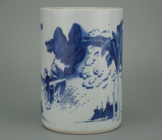 A Large Size Chinese Blue and White Porcelain Vase Brush Pot 6