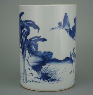 A Large Size Chinese Blue and White Porcelain Vase Brush Pot 7