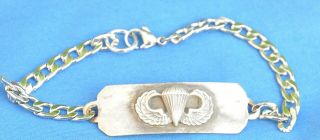 Vintage Sterling Silver Us Army Paratrooper Id Bracelet 7 3/4 " 727