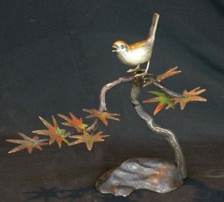 Japan Bronze Sculture Suzume Bird 1900s Japanese Art Craft