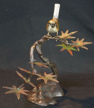 Japan bronze sculture Suzume bird 1900s Japanese art craft 2
