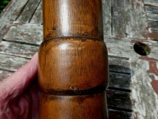 FINE ANTIQUE CHINESE BAMBOO GU FORM BRUSH POT VASE & CARVED WOOD STAND 19th CENT 5