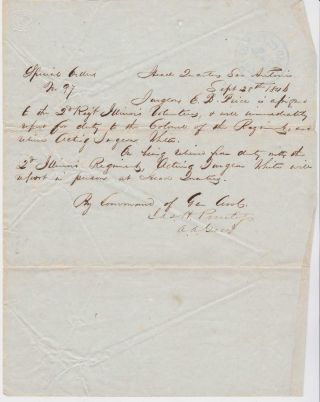 1846 Mexican American War San Antonio Tx James H Prentiss Surgeon E B Price Rare