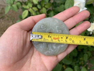 Estate Old House Found Chinese Antique Carved White Hetian Jade Dragon Pendant 8