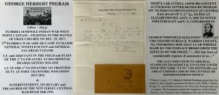 Fl Seminole Indian War Capt 1st Us Infantry Central Railroad Nj Letter Signed Vf