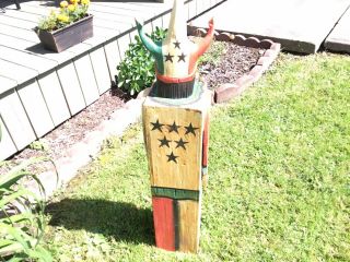 Vintage Folk Art Court Jester Wooden Figure With Shelves 5