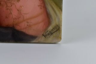 Victorian Signed Wagner German Painting on Porcelain of Young Woman 5