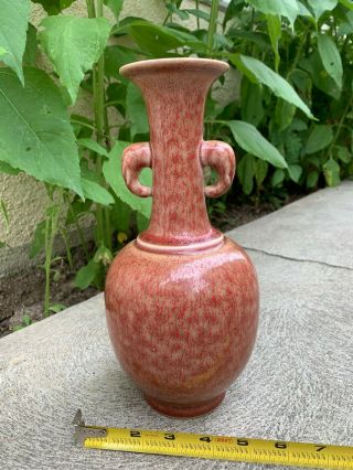 Estate Old House Chinese Antique Red Porcelain Vase With Mark 10