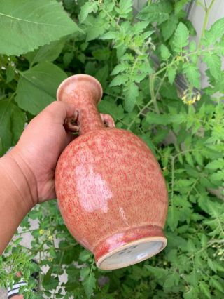 Estate Old House Chinese Antique Red Porcelain Vase With Mark 5