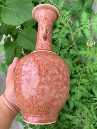 Estate Old House Chinese Antique Red Porcelain Vase With Mark 8