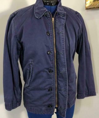 VINTAGE 1950 ' s USN US NAVY BLUE LINED N - 4 DECK JACKET SZ 36R 3