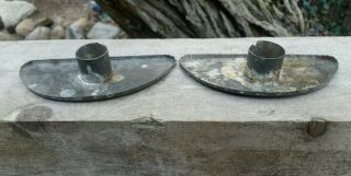 Antique Tin Half Moon Windowsill Candle Holders 2 Shaker Type 4.  5 "