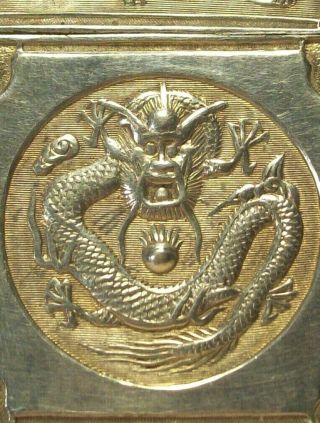 1930 ' s PURE SILVER ANTIQUE CHINESE DRAGON LIGHTER TIENTSIN CHUNG w/STORAGE BOX 12