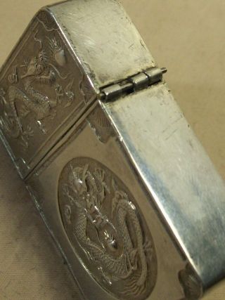 1930 ' s PURE SILVER ANTIQUE CHINESE DRAGON LIGHTER TIENTSIN CHUNG w/STORAGE BOX 8