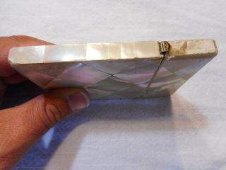 Antique Mother Of Pearl Silver Inlay Vintage Calling Card Case Business Card 5