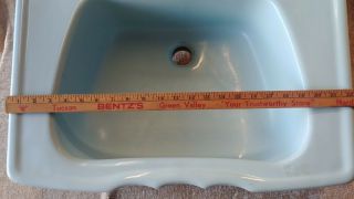 Mid Century Art Deco HOMARY Baby Blue Porcelain Ceramic SInk Stamped 1959 RARE 10
