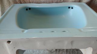 Mid Century Art Deco HOMARY Baby Blue Porcelain Ceramic SInk Stamped 1959 RARE 12