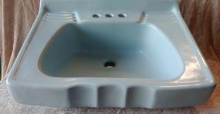 Mid Century Art Deco HOMARY Baby Blue Porcelain Ceramic SInk Stamped 1959 RARE 9