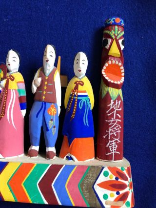 Vintage 1950s Korean Custom Hand Carved and Painted Ten Folk Dolls Korea 5