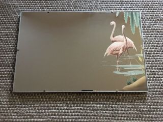 Turner Flamingo Palm Tree Wood Frame Mirror Wall Art Print 22 X 34 " Mcm Mod Tiki