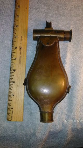Gosset Brass & Horn French Powder Flask Powder Horn Dated 1828