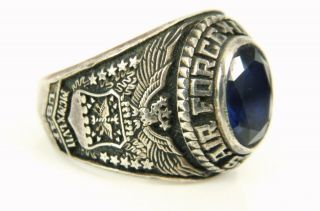 1947 United States Air Force Sterling Silver Blue Stone Military Ring Sz.  10.  75 3