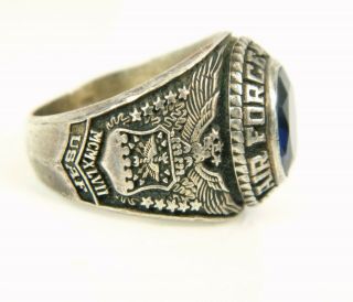 1947 United States Air Force Sterling Silver Blue Stone Military Ring Sz.  10.  75 4