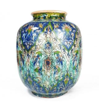 Large Palestine Pottery Islamic Iznik Style Vase C1920 - 12.  25 Inches Tall