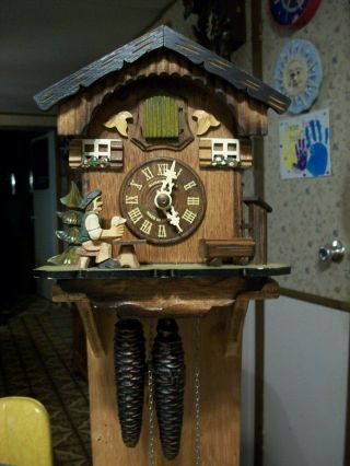 Vintage Black Forest Hubert Herr Chalet/beer Drinker Cuckoo Clock Germany