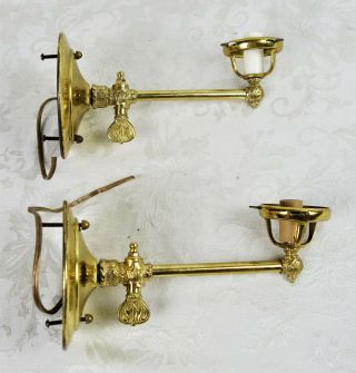 Vintage Antique 19th Century Electrified Brass Gas Light Wall Sconce Fixture