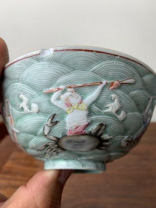 antique chinese famille rose tea bowl and cover 12