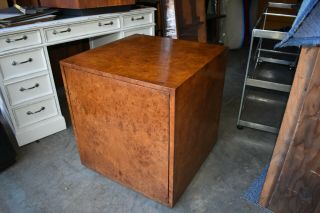 Mcm Vtg Burl Wood Table Cube Cabinet Stand Table 50 