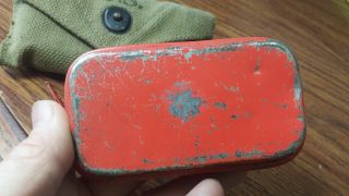 WWII First Aid Pouch Kit Dated 1942 Carlisle Bandage Tin US Army QMD 4