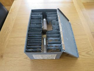 Vintage 1940s Stencils Galvanised Letters And Numbers In Galvanised Storage Tin