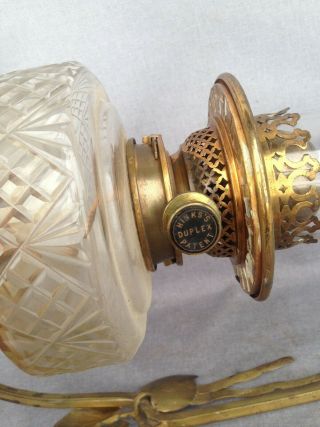 Big antique english oil lamp sconce made of brass 1930 ' s Art Deco 4