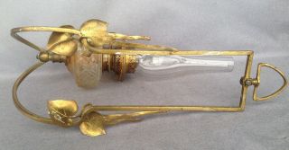 Big antique english oil lamp sconce made of brass 1930 ' s Art Deco 6