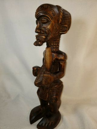 Vintage Polynesian Maori Wood Carving Oceanic Ancestor Statue Tiki Tattoo