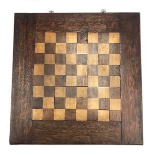 Antique Primitive C 1900 Wood Game Checkers Board Folk Art 18 X 18